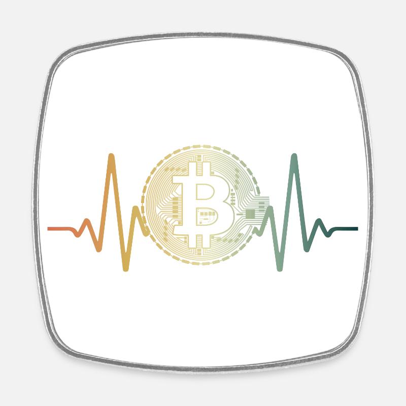 Herzschlag Bitcoin Geschenkidee - Viereckiger Kühlschrankmagnet - Weiß