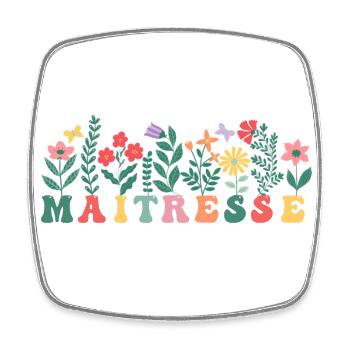Maitresse motif floral pour maîtresse d' école - Magnet carré - blanc - Devant