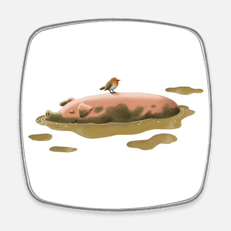 Pig in the dirt - Square fridge magnet - white