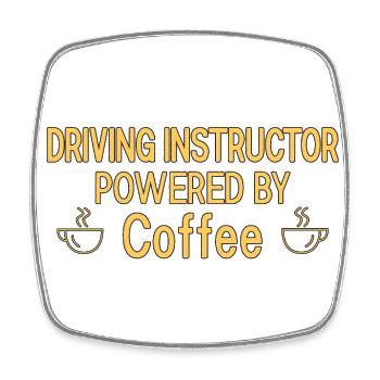 Driving Instructor Powered By Coffee Drive Tutor - Viereckiger Kühlschrankmagnet - Weiß - Vorne
