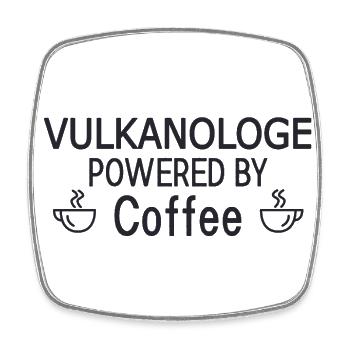 Vulkanologe Powered By Coffee Vulkanologie - Viereckiger Kühlschrankmagnet - Weiß - Vorne