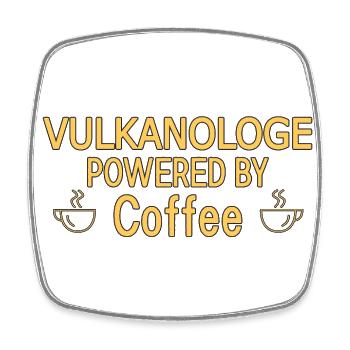 Vulkanologe Powered By Coffee Vulkanologie - Viereckiger Kühlschrankmagnet - Weiß - Vorne