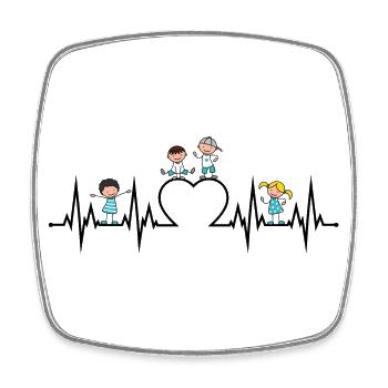 Herzschlag Herz EKG Kinder Liebe Erzieher Beruf sw - Viereckiger Kühlschrankmagnet - Weiß - Vorne