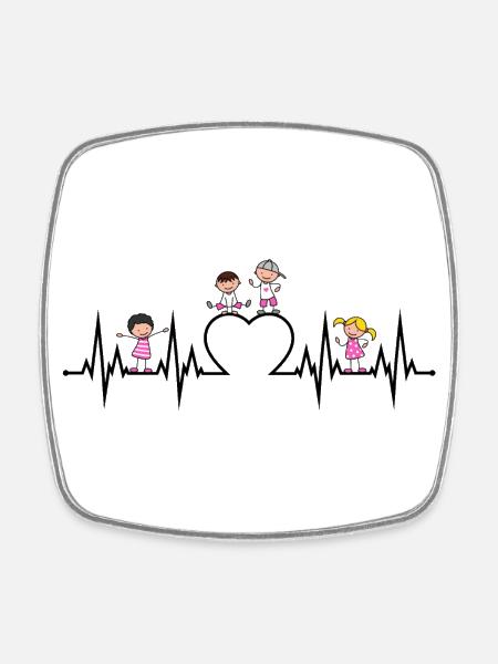Herzschlag Herz EKG Kinder Liebe Erzieher Beruf - Viereckiger Kühlschrankmagnet - Weiß