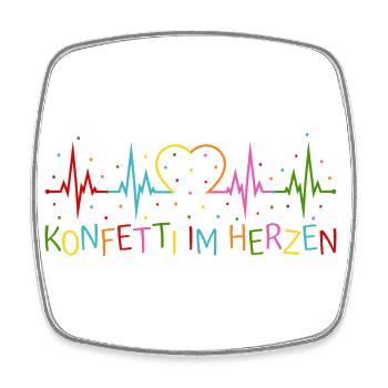 Konfetti im Herzen Herzschlag Herz EKG - Viereckiger Kühlschrankmagnet - Weiß - Vorne
