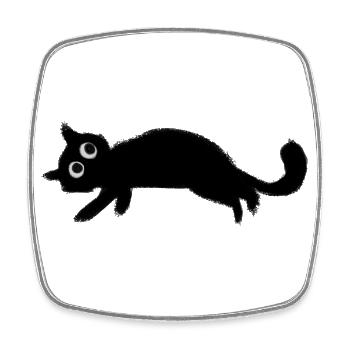 Chat noir charbo repos - Magnet carré - blanc - Devant