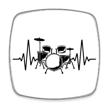 Color changeable | Heart Drums Heartbeat - Square fridge magnet - white - Front
