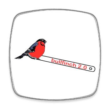 bullfinch 2.0. Tier, Vogel, Pinsel, Farbe - Viereckiger Kühlschrankmagnet - Weiß - Vorne