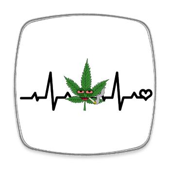 Gras Hanf Cannabisblatt kiffen Herzschlag EKG Puls - Viereckiger Kühlschrankmagnet - Weiß - Vorne
