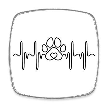 Herzschlag EKG Pfote Hund Herz Katze Herzpfote - Viereckiger Kühlschrankmagnet - Weiß - Vorne