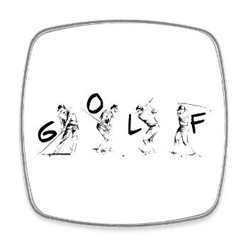 4 joueurs de golf et le mot golf - Magnet carré - blanc - Devant