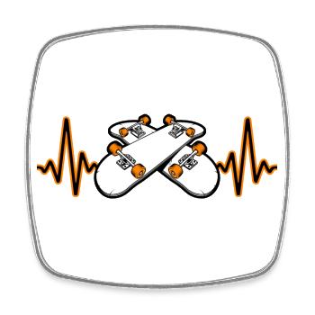 Heartbeat Skater Skateboard Skate - Square fridge magnet - white - Front