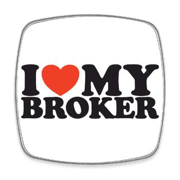 I love My Broker Herz Shirt - Viereckiger Kühlschrankmagnet - Weiß - Vorne