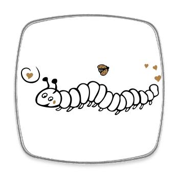 Caterpillar with ladybug spring - Square fridge magnet - white - Front