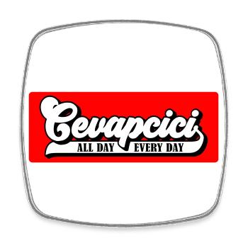 Farben änderbar | Cevapcici - Balkan Grill - Viereckiger Kühlschrankmagnet - Weiß - Vorne