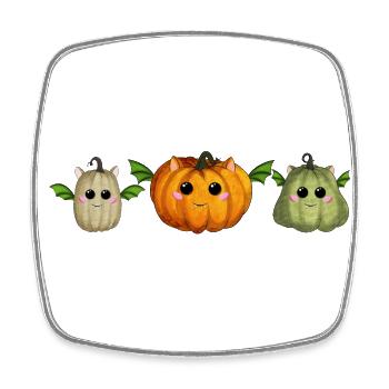 Joyeuses chauves-souris à la citrouille - Magnet carré - blanc - Devant