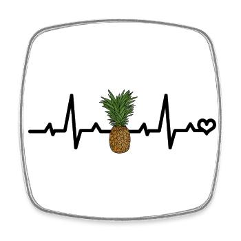 Ananas Heartbeat ECG Fréquence cardiaque Beat Love Heart - Magnet carré - blanc - Devant
