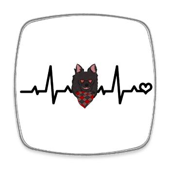 Black Chihuahua Heart Rate Dog Owner - Square fridge magnet - white - Front
