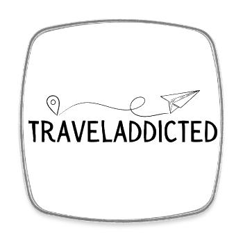 Traveladdicted Airplane - Square fridge magnet - white - Front