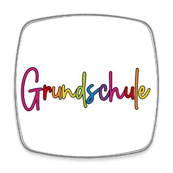 Grundschule Schrift bunt Regenbogen Farben - Viereckiger Kühlschrankmagnet - Weiß - Vorne