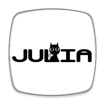 Julia avec un chat noir - Magnet carré - blanc - Devant