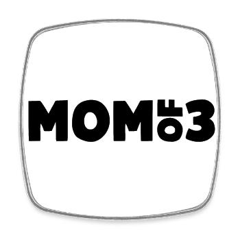 Mom of 3 - Square fridge magnet - white - Front