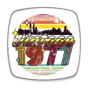 Jahrgang 1977 geboren Geburtstag Retro Geschenk - Viereckiger Kühlschrankmagnet - Weiß - Vorne