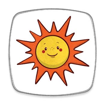 süße Sonne im Retro-Stil - Viereckiger Kühlschrankmagnet - Weiß - Vorne