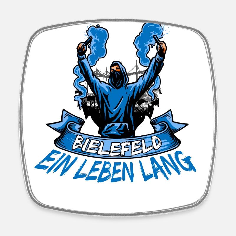 Bielefeld ein Leben lang - Viereckiger Kühlschrankmagnet - Weiß