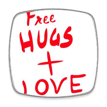 Free Hugs plus Love in rot wie die Liebe - Viereckiger Kühlschrankmagnet - Weiß - Vorne