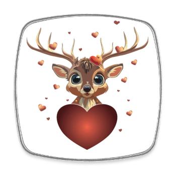 Coeur Comic Cerf Saint Valentin cadeau sauvage - Magnet carré - blanc - Devant