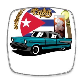 Cuba Cigare Voiture Rhum Libre Havana Souvenir rétro - Magnet carré - blanc - Devant