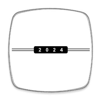 2024 year - Square fridge magnet - white - Front