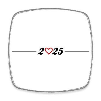 2025 Herz Symbol - Viereckiger Kühlschrankmagnet - Weiß - Vorne