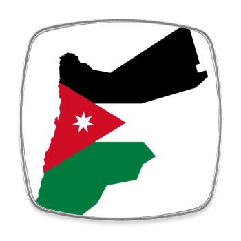 Carte du drapeau de la Jordanie - Magnet carré - blanc - Devant