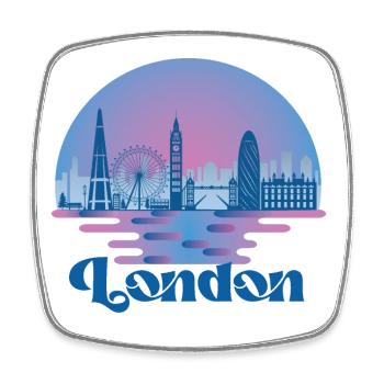 London Skyline Vereinigtes Königreich Reisen - Viereckiger Kühlschrankmagnet - Weiß - Vorne