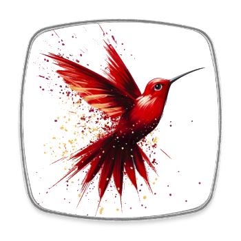 Colibri rouge - Magnet carré - blanc - Devant