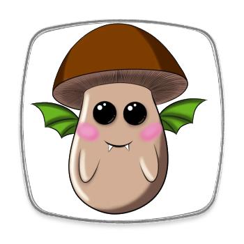 Chauve-souris champignon à casquette brune - Magnet carré - blanc - Devant