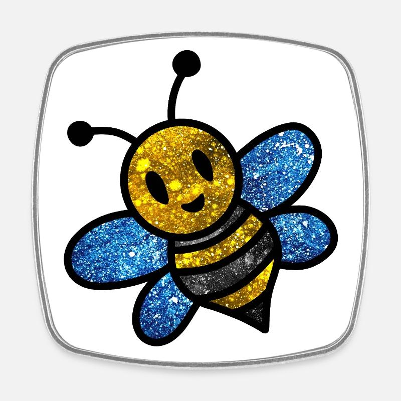 Cosmic Bee - Square fridge magnet - white