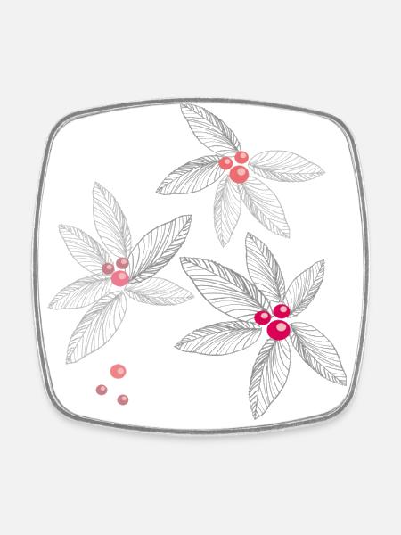 Blüten mit Perlen - Viereckiger Kühlschrankmagnet - Weiß