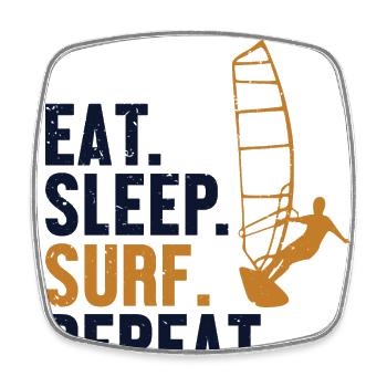 Eat Sleep Surf Repeat Water Sports Sailboarding - Square fridge magnet - white - Front