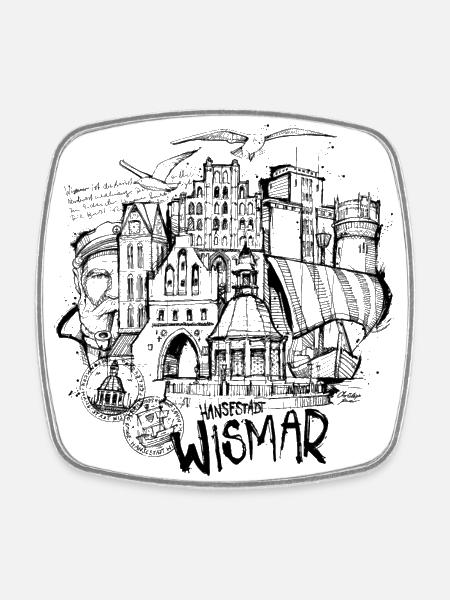 Hanseatic City of Wismar - Square fridge magnet - white