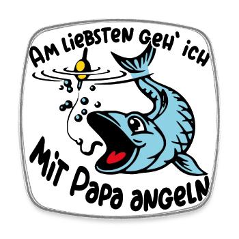 Angeln mit Papa ist das größte Glück - Viereckiger Kühlschrankmagnet - Weiß - Vorne