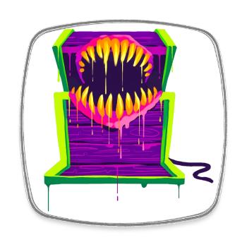 Un beau et drôle Mimic Monster Design - Magnet carré - blanc - Devant