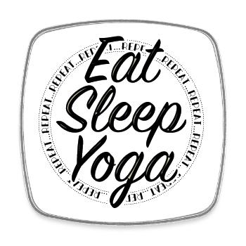 Eating, Sleeping, Yoga, Repeating - Wellness Routine - Square fridge magnet - white - Front