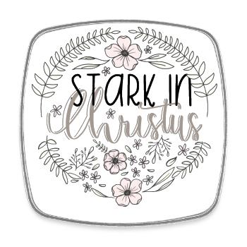 Stark in Christus - Viereckiger Kühlschrankmagnet - Weiß - Vorne