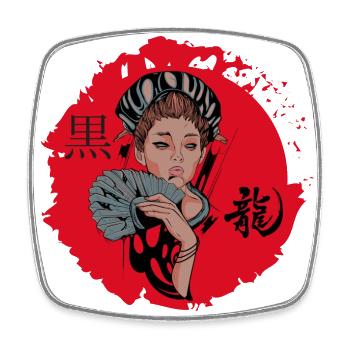 Japanese Geisha - Viereckiger Kühlschrankmagnet - Weiß - Vorne