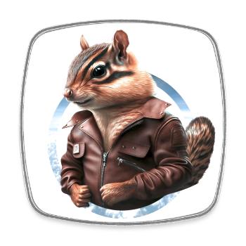 Chipmunks Captain Leather Jacket Pilot - Magnet carré - blanc - Devant