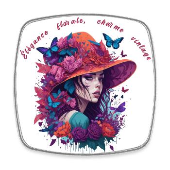 Élégance florale charme vintage 2 - Magnet carré - blanc - Devant