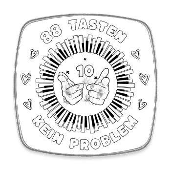 Klavier Piano 88 Tasten - 10 Finger - Kein Problem - Viereckiger Kühlschrankmagnet - Weiß - Vorne